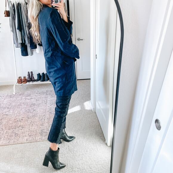 VINTAGE DKNY Navy Blue Double Breasted Coat - Picture 3 of 14